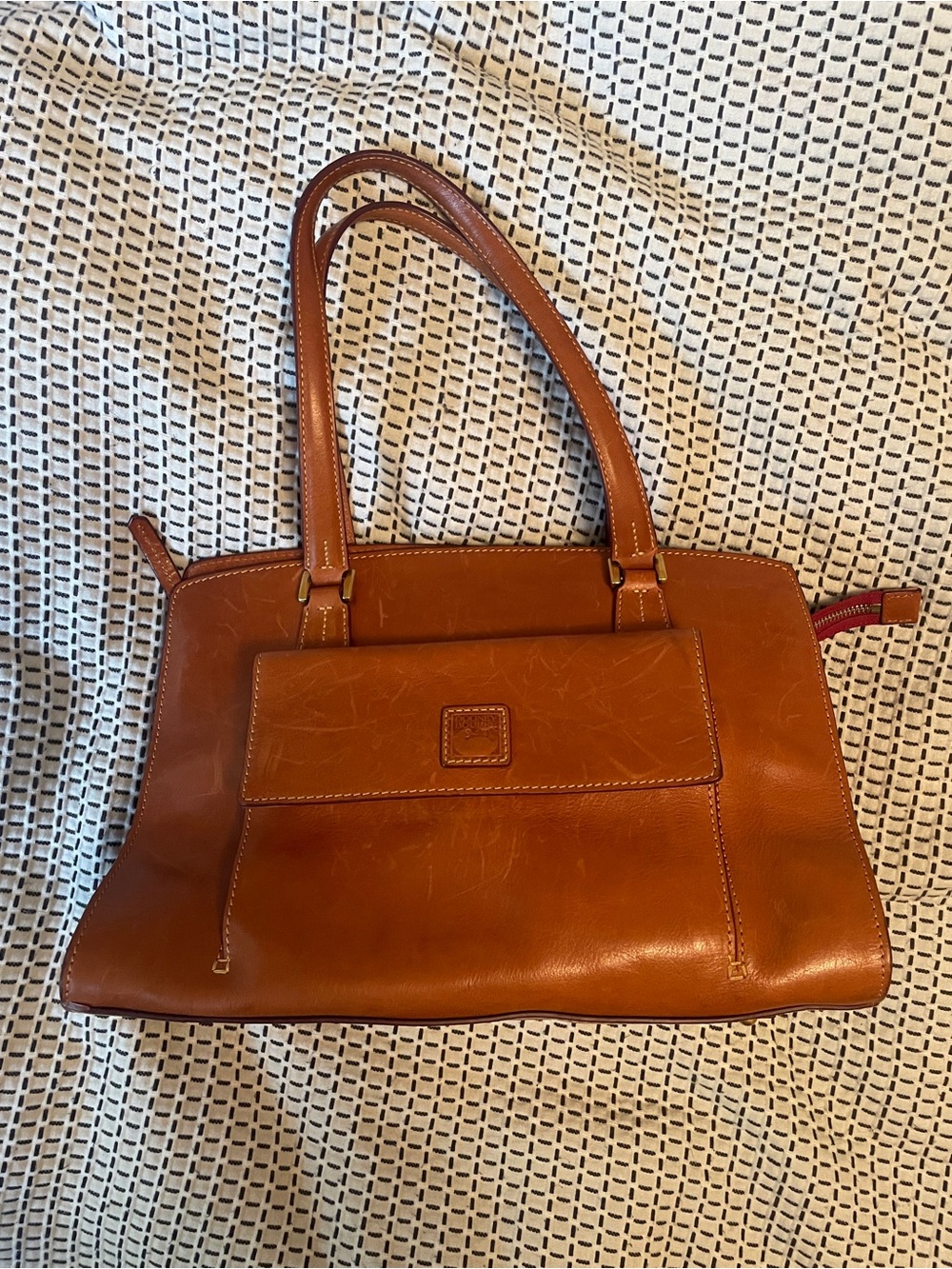 Vintage 1980s Dooney & Bourke All Weather Leather Briefcase Tote — British Tan